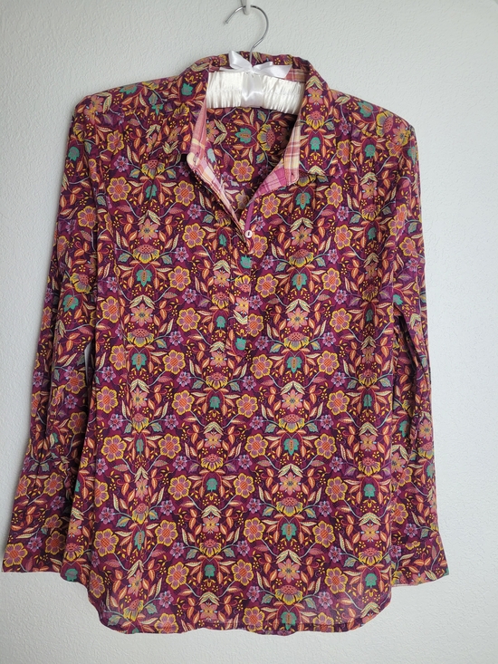 Sundance Tops - Sundance Floral Button-Front Shirt in Purple Yellow/orange and Teal